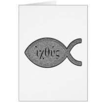 IXOYE Christian Fish Symbol - Stone Effect Card