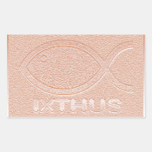 IXTHUS Christian Fish Symbol - Copper Rectangular Sticker