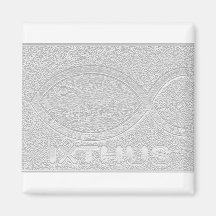 IXTHUS Christian Fish Symbol - Silver Fridge Magnets