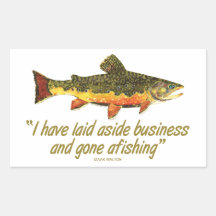 Izaak Walton Fishing Quote Rectangle Sticker