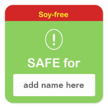 j7 - SAFE FOOD LABEL with Custom Name ~ SOY-FREE.