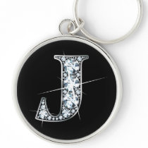 "J" Diamond Bling Keychain