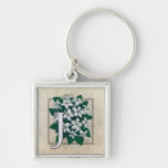 J for Jasmine Flower Monogram Keychain