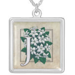 J for Jasmine Flower Monogram Pendant