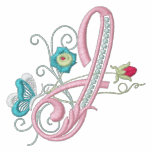 J monogram floral butterfly embroidery ladies tee embroidered shirts