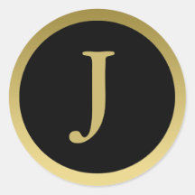 J :: Monogram J Elegant Gold and Black Sticker