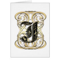 J monogram letter card