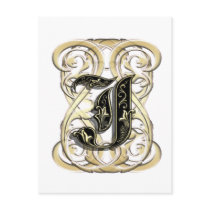 J monogram post cards