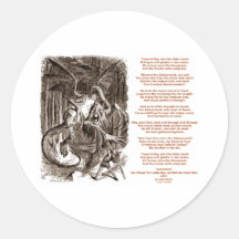 Jabberwocky Poem by Lewis Carroll Round Sticker