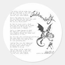 Jabberwocky Poem Round Sticker