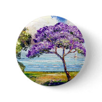Jacaranda Tree Tropical Art Pinback Buttons