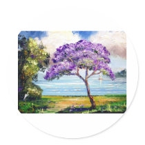 Jacaranda Tree Tropical Art Stickers