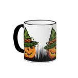 Jack-O-Lantern in Witch Hat Coffee Mugs