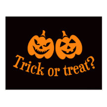 Jack o lantern trick or treat postcard