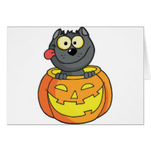 Jack O'Lantern Kitty Cat Greeting Cards