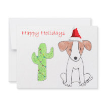 Jack Russell Cactus Christmas Personalized Invitations