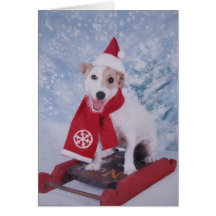 Jack Russell Santa Helper Greeting Card