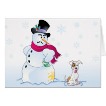 Jack Russell Terrier and Snowman Cards