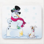 Jack Russell Terrier and Snowman mousepads
