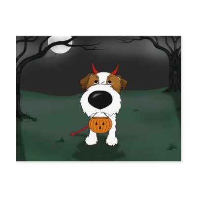Jack Russell Terrier Halloween Postcards by NothinButtDogs