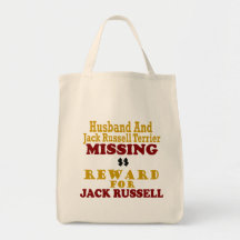 Jack Russell Terrier & Husband Missing Reward For Canvas Bag