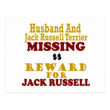Jack Russell Terrier & Husband Missing Reward For Post Card