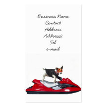 Jack Russell Terrier on jetski business card