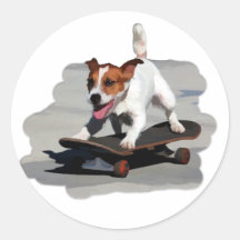 Jack Russell Terrier on Skateboard Sticker