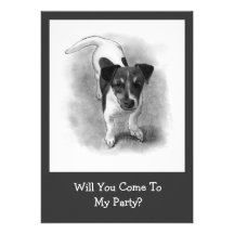 Jack Russell Terrier Puppy in Pencil: Dog, Cute Personalised Invitations