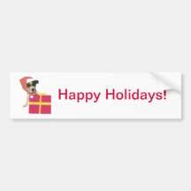 Jack Russell Terrier Santa Hat Bumper Sticker