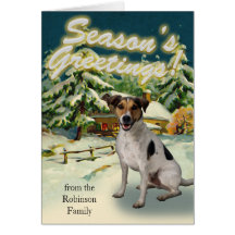 Jack Russell Terrier Snow Cabin Christmas Cards