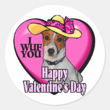 Jack Russell Terrier Valentines Round Sticker