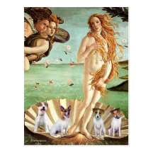 Jack Russells (four) - Birth of Venus Postcard