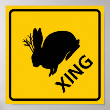 Jackalope Crossing Highway Sign Poster