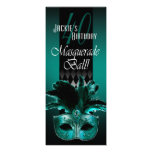 Jackie UK Teal Black Masquerade 40th Birthday Personalised Invite