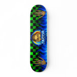 Jacob skull blue fire and flames skateboard design
