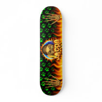 Jacob skull real fire and flames skateboard design