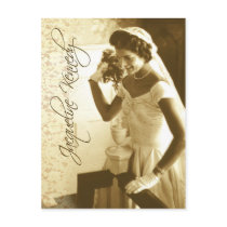 Jacqueline Kennedy throwing her wedding bouquet Post Cards