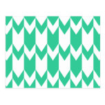 Jade Green and White Chevron Pattern. postcards