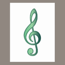 Jade Green Treble Clef postcards
