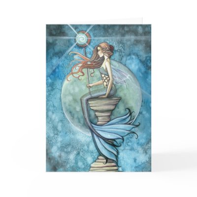 Jade Moon Mermaid Greeting Card by Molly Harrison by robmolily
