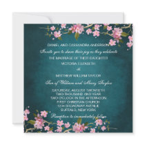 Jade Pink Japanese Cherry Blossoms Wedding Personalised Invitation