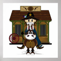 Jailhouse Cowboy on Horse Poster