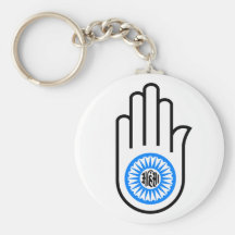 Jainism Symbol Hand and Wheel Reading Ahimsa Keychains