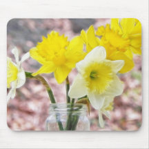 Jam Jar Vase Full Of Daffodils Mousepads