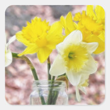 Jam Jar Vase Full Of Daffodils Sticker