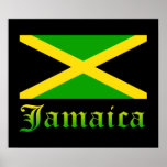 Jamaica Flag, Black, Green and Yellow Print
