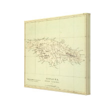 Jamaica Lithographed Map Gallery Wrap Canvas