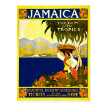 Jamaica the Gem of the Tropics Travel Poster 1910 Postcard