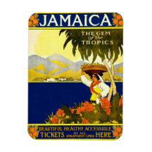 Jamaica the Gem of the Tropics Travel Poster 1910 Flexible Magnet